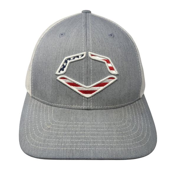 Evo Shield Snapback Trucker Hat Gray One Size Adjustable Patriotic Mesh Back - Picture 1 of 9